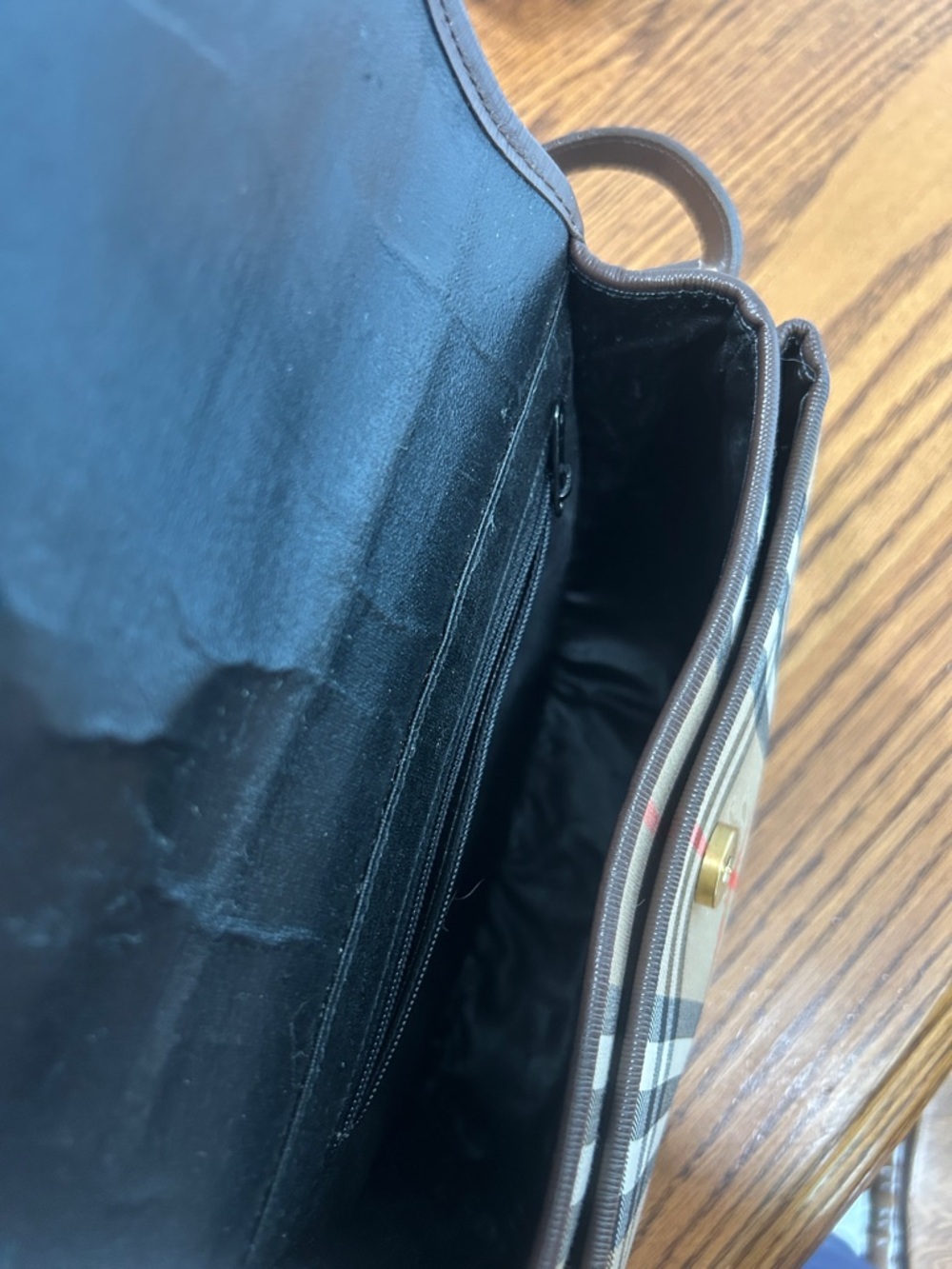 Burberrys Brown Leather and Nova Check Crossbody Bag - Picture 8 of 16